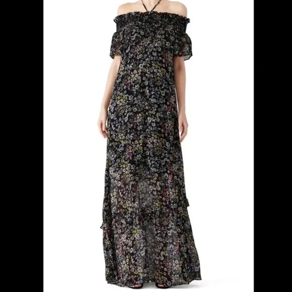 Rebecca Minkoff Black Off-The-Shoulder Maxi Dress with Flutter Sleeves - Picture 6 of 12